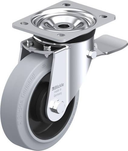 Blickle Lenkrolle LK-POEV 160KA-ST-SG mit Feststeller in Schwarz und Grau, Rad-Durchmesser: 160 mm, Tragfähigkeit: 400 kg - Bild 1