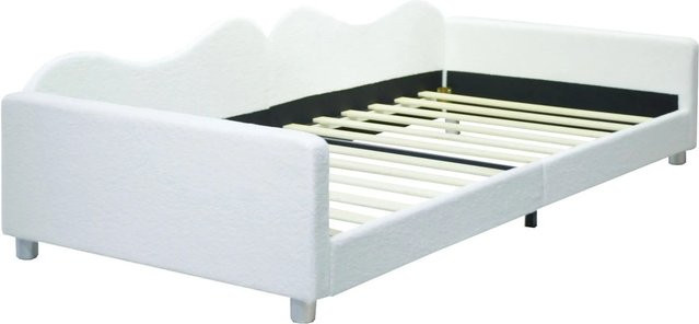 okwish Polsterbett für Kinder aus Samt in Weiß mit Rückenlehne und Armlehnen B/T/H: 90 x 200 x 42 cm - Bild 1