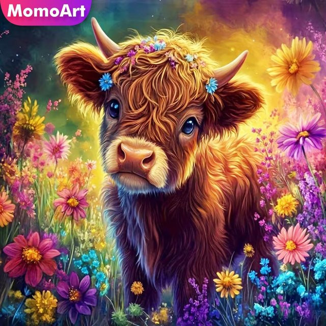Momoart DIY Diamant-Stickerei Rinder Tiermalerei mit Acryl-Steinen in Multicolour, B/H: 20 x 20 cm - Bild 1