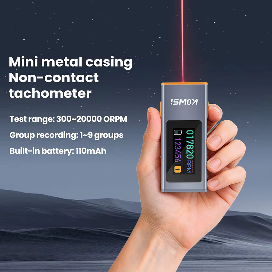 Gaqqee Infrarot-Geschwindigkeitsmesser Grau – Tragbarer digitaler IR-Lasersensor mit Typ-C-Schnittstelle für 300-200.000 U/min - Bild 4