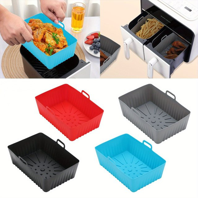 Runde Silikonform für Air Fryer als Pizzamatte und Ersatz Grillpfanne, Blau, Durchmesser: 21,5 cm - Bild 1