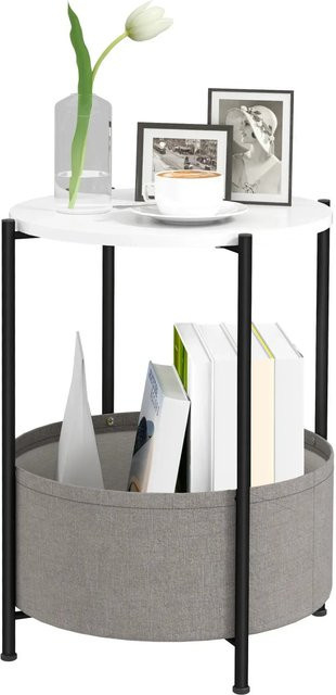 HOMCOM Beistelltisch aus Spanplatte und Stahl in Grau-Weiß, B: 44 cm, T: 44 cm, H: 56 cm - Bild 1