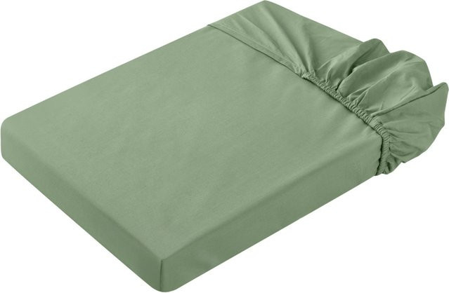 ERWIN M. Spannbettlaken Siena aus Baumwolle und Polyester mit Eckgummis, Farbe: khaki, B: 90 cm, L: 200 cm - Bild 1