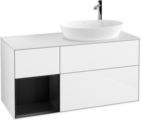 V&B Waschtischunterschrank Finion mit Wandbeleuchtung in Weiß lackiert, Breite: 120 cm, Tiefe: 50,1 cm, Höhe: 50,1 cm - Bild 1