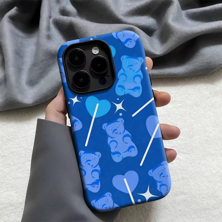 Casegame Matte Bumper MagSafe Schutzhülle für iPhone 17 16 15 14 13 Pro Max Blau Gummibärchen-Design - Bild 3