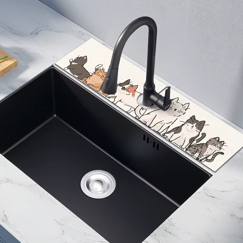 VIKAMA Abflussmatte mit Katzenmotiv für das Badezimmer, multicolour - Bild 4