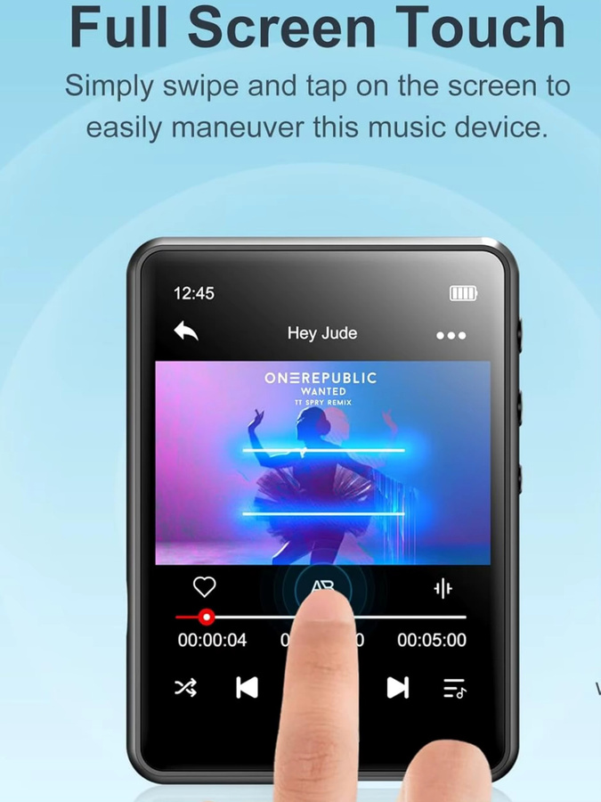 MECHEN MP3-Player mit 64 GB, tragbarer digitaler Musik-Player mit Bluetooth 5.3, 2,4 Zoll Voll-Touchscreen, FM-Radio und Linienaufzeichnung in Schwarz - Bild 5