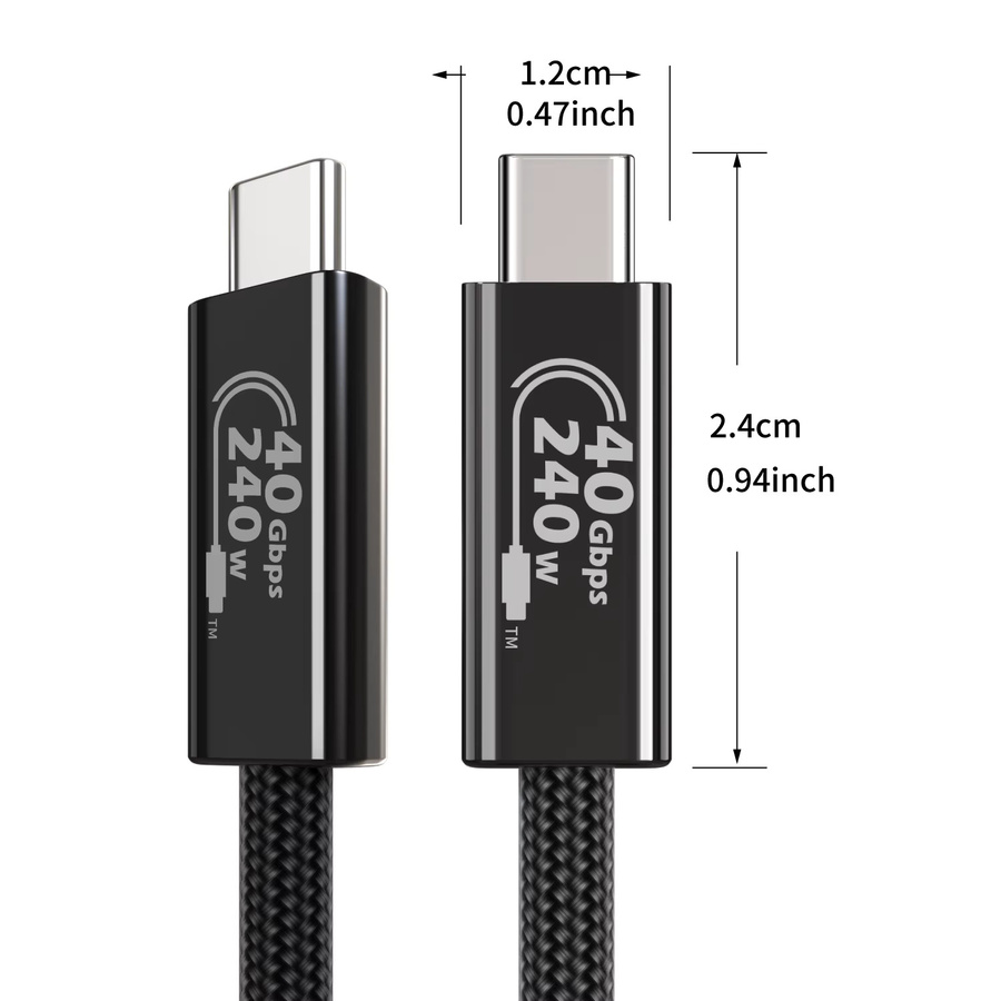 LAIHONEN USB4-Kabel in Schwarz mit 240 W Leistung, 40 Gbit/s Datenübertragung und 8K-Video Unterstützung, kompatibel mit Thunderbolt 4/3, iPhone 17/16/15, MacBook, iPad, Dell und Lenovo - Bild 6