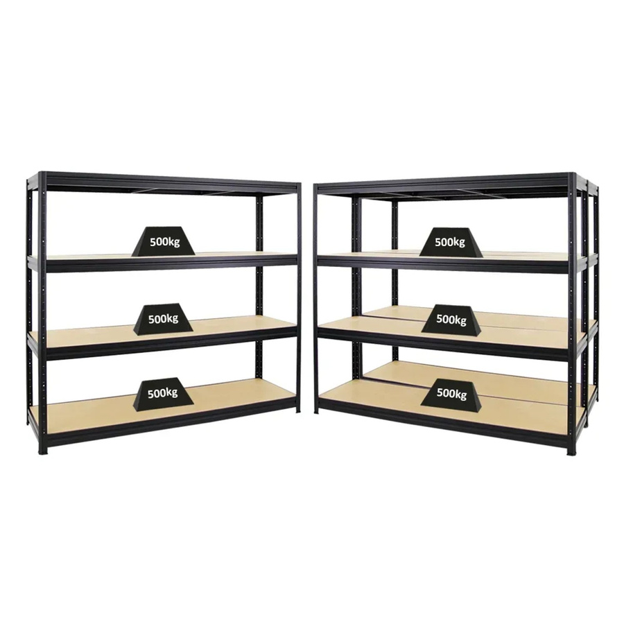 PROREGAL 3er Set Schwerlastregal Dino Schwarz mit verstellbaren Fachböden aus MDF und Metall, H x B x T: 180 x 200 x 60 cm - Bild 2