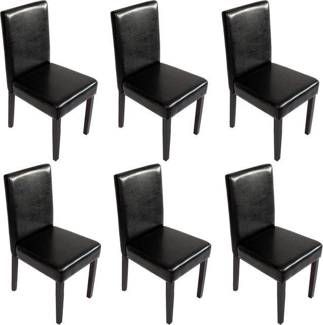 6er-Set MCW Esszimmerstühle Littau aus Kunstleder in Schwarz mit dunklen Beinen - Bild 2