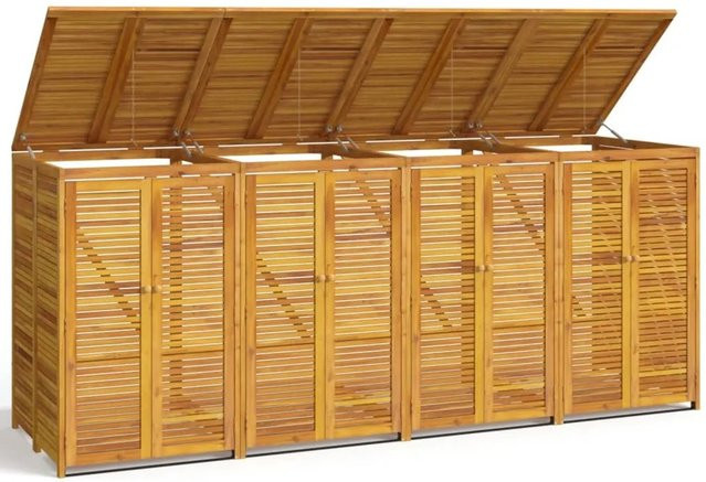 vidaXL Mülltonnenbox für 4 Tonnen aus Massivholz Akazie in Braun, B/T/H: 280 x 89 x 117 cm - Bild 1
