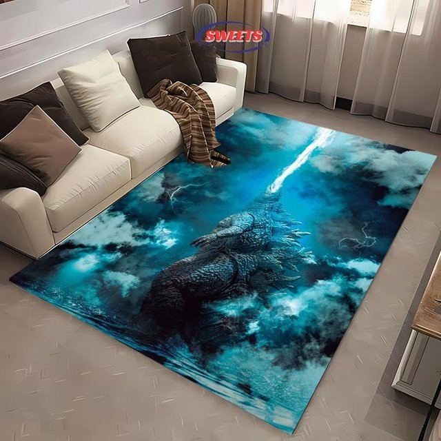 Godzilla VS Kong Cartoon Teppich von Wucifang Jewelry, blau, rutschfest und langlebig, B: 60 cm, T: 40 cm - Bild 1