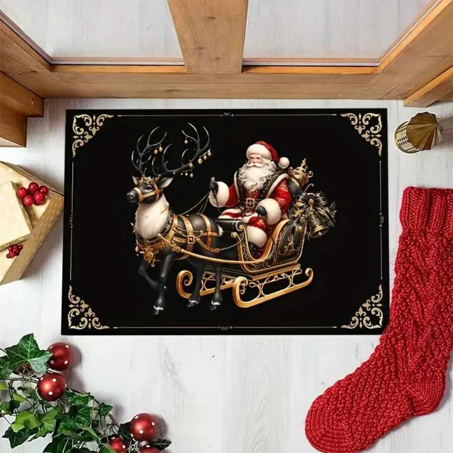 VIKAMA Weihnachtsmann Fußmatte für den Eingangsbereich, Schwarz, Anti-Rutsch, B/T: 60 x 40 cm - Bild 5