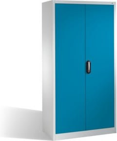 C+P Magazinschrank aus Stahl mit 4 Böden für Sichtlagerkästen, Front Lichtblau, Korpus Lichtgrau, H: 198 cm, B: 100 cm, T: 42 cm - Bild 1