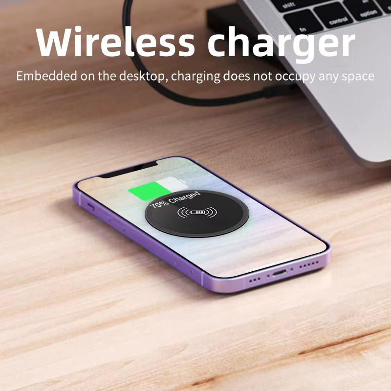 VIKEFON Kabelloses Desktop-Einbau-Ladegerät in Schwarz für schnelles induktives Laden von iPhone, Samsung, Huawei, Xiaomi und Oppo - Bild 4