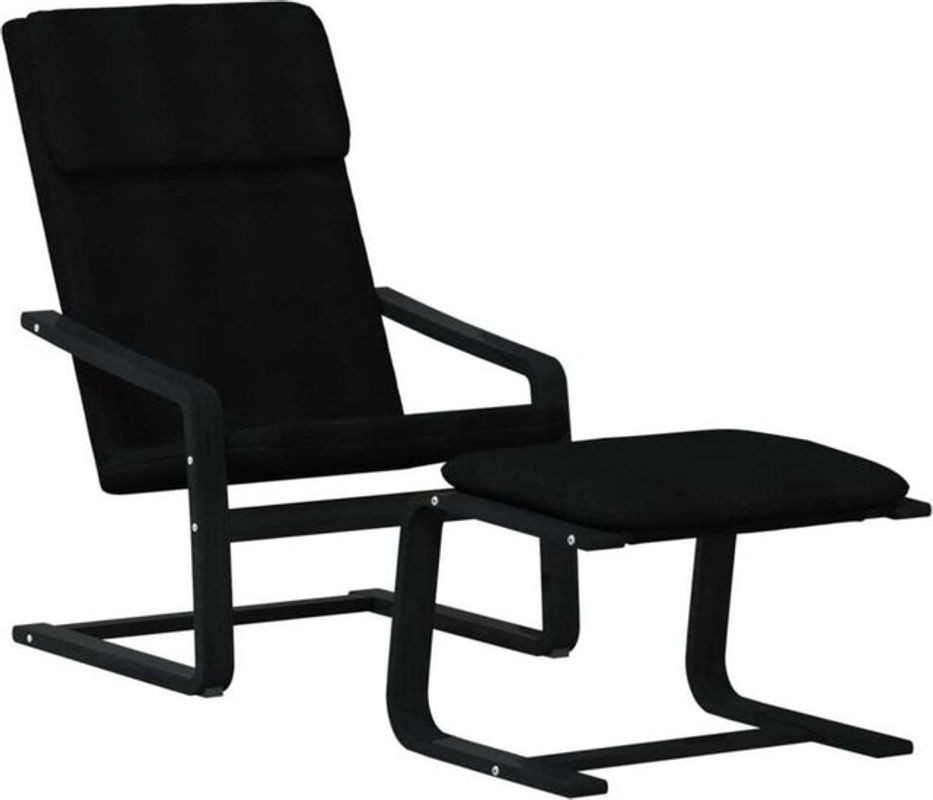 vidaxl Relaxsessel mit Hocker in Schwarz aus Stoff und Holz im modernen skandinavischen Design - Bild 1