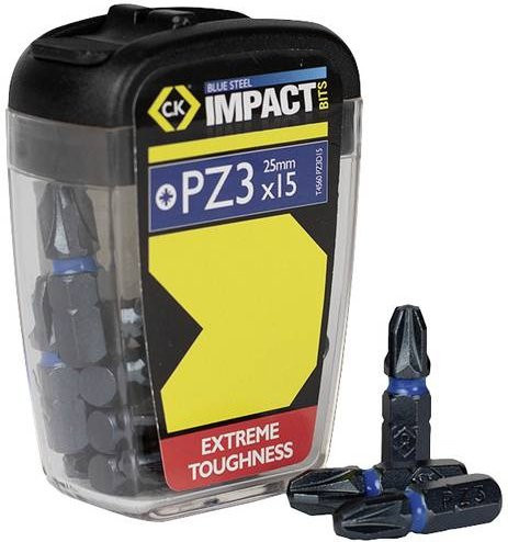 C.K Blue Steel T4560 PZ3D15 Kreuzschlitz-Bit Set Pozidriv, 15-teilig, blau/mehrfarbig, Edelstahl - Bild 1