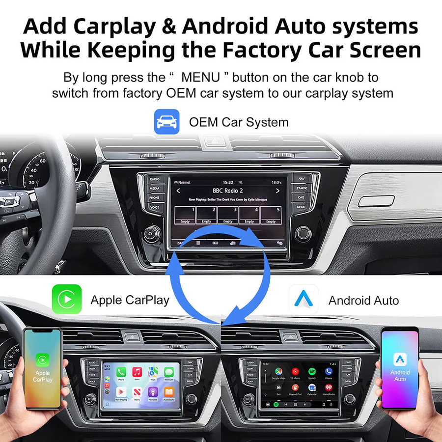 ANYFAR CarPlay und Android Auto Nachrüstkit für VW, Skoda und Seat MIB/MIB2 Plattformen, Multimedia-Schnittstelle für Golf 7 - Bild 5