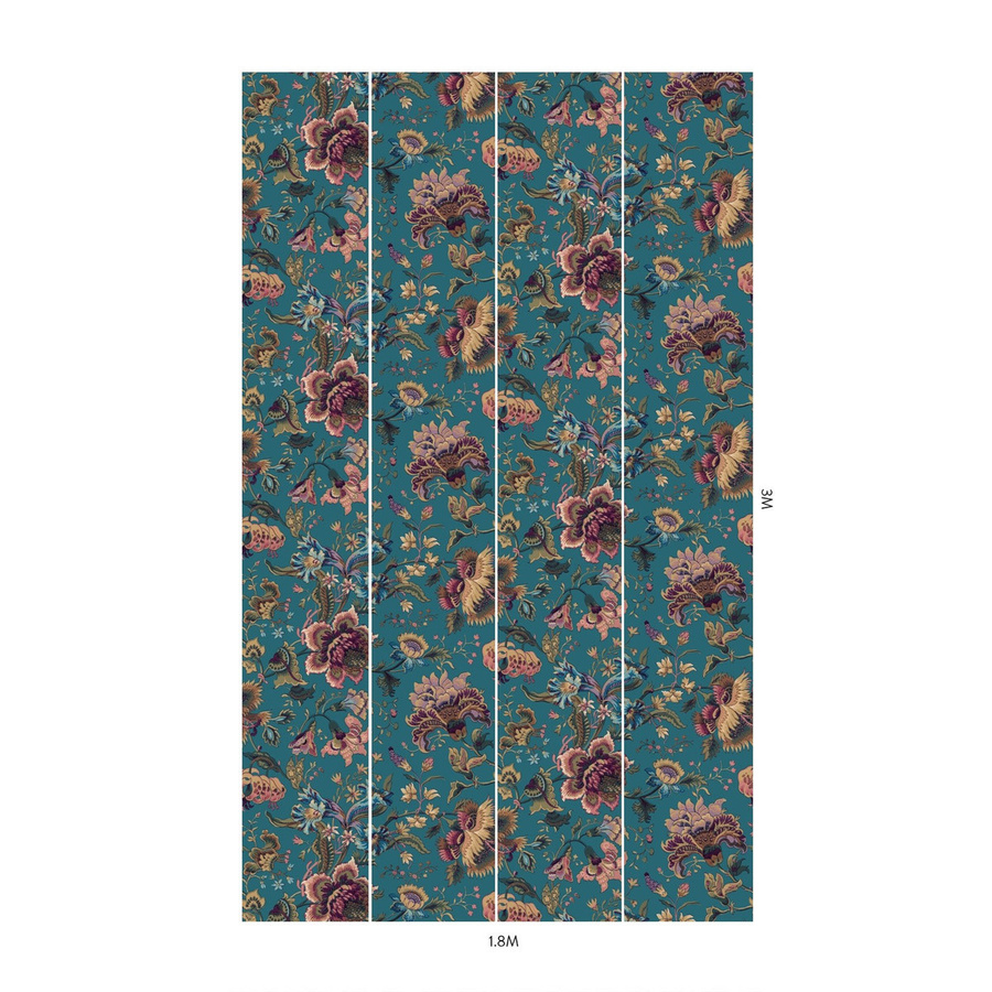 House of Hackney Tapete Majorelle Azure in Blau und Türkis mit floralem Vintage-Design - Bild 1