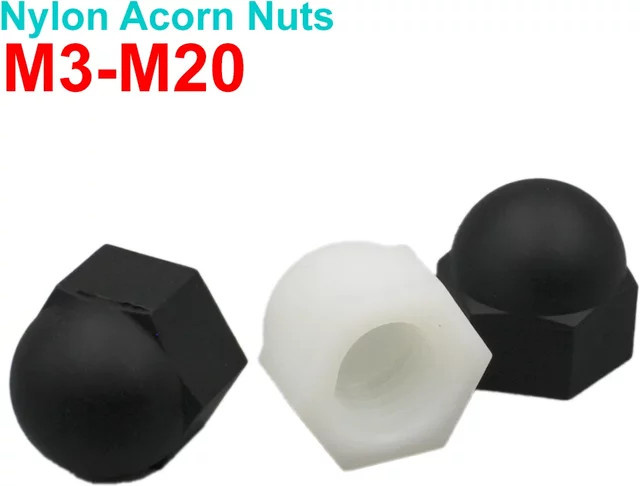 Zimir Nylon Eichelkappen und Kuppelmuttern zur Isolierung in Schwarz oder Weiß, M3 bis M20 - Bild 1