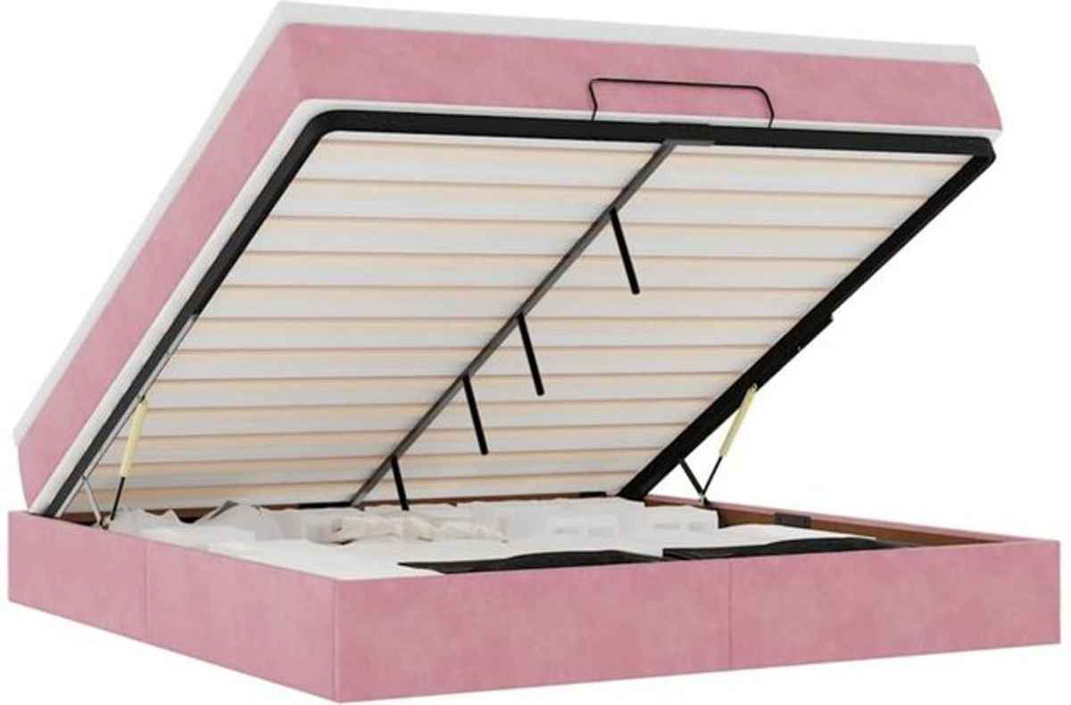 Vidaxl Ottoman Polsterbett mit Matratze aus Samt in Rosa, Modernes Bett mit Metallgestell, B/T: 160 x 200 cm - Bild 1