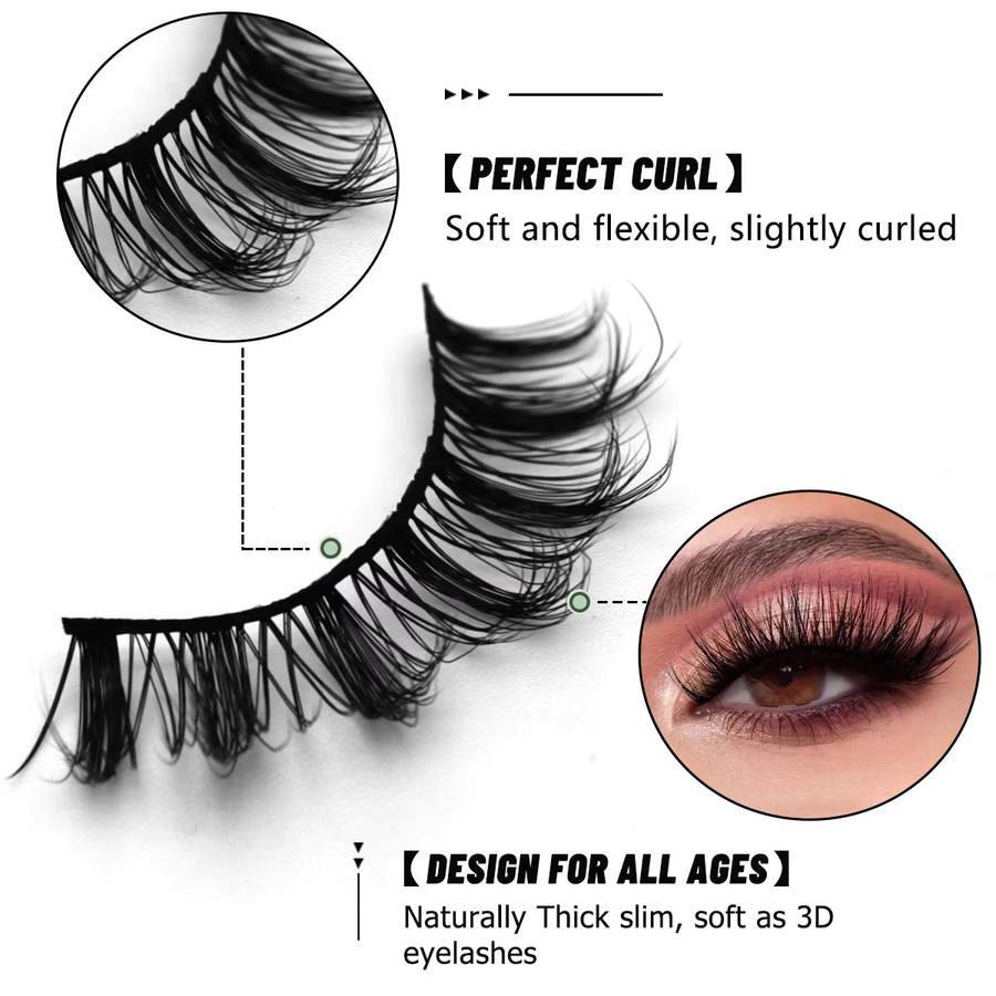 GROINNEYA Falsche Wimpern, Schwarz, Natürlich, Unisex - Bild 5