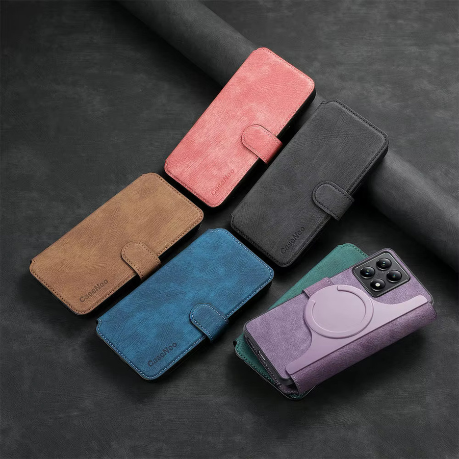 Luxus Lederhülle für Xiaomi 17T Pro 5G und Xiaomi 15T mit magnetischem 2-in-1 Flip-Cover und Portemonnaie-Funktion in Pink oder Braun - Bild 6