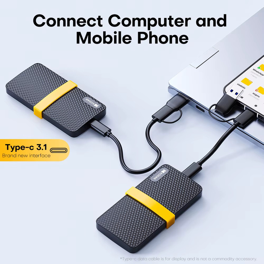 Kodak X200 Tragbare SSD Externe Festplatte 1TB Schwarz mit USB-C Anschluss - Bild 4