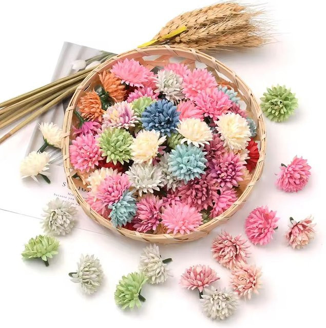 30 Stück Mini Kunstblumen aus Seide in Bunt für Hochzeit und DIY Dekoration, Durchmesser: 3 bis 4 cm - Bild 1