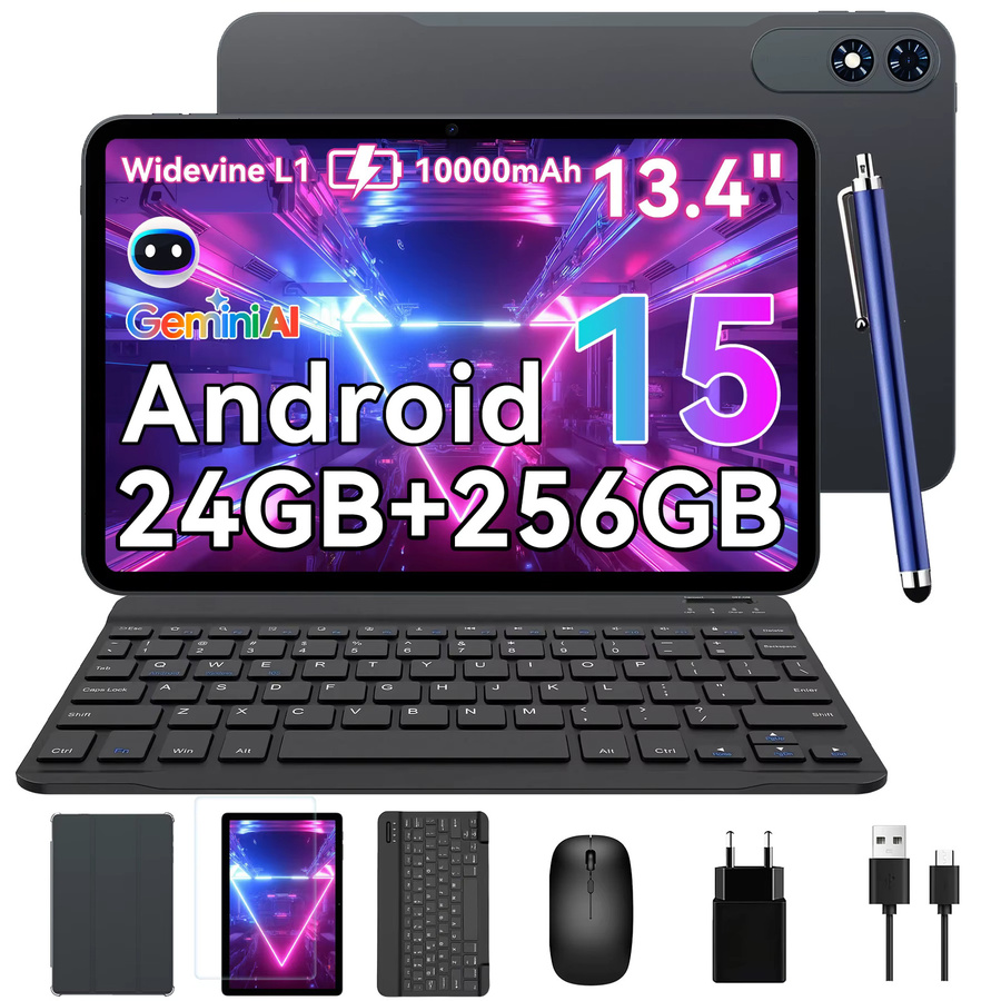 KINGRID T60 PRO Android 15 Tablet-PC mit Tastatur und Bluetooth-Maus, 13,4 Zoll, 24GB RAM, 256GB Speicher, 10000mAh Akku, 16MP+8MP Kamera - Bild 5