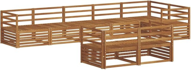 vidaXL Outdoor-Sofagarnitur 8-teilig aus Akazienholz in Braun, L-Form mit Ecksofa und Mittelsofas - Bild 1