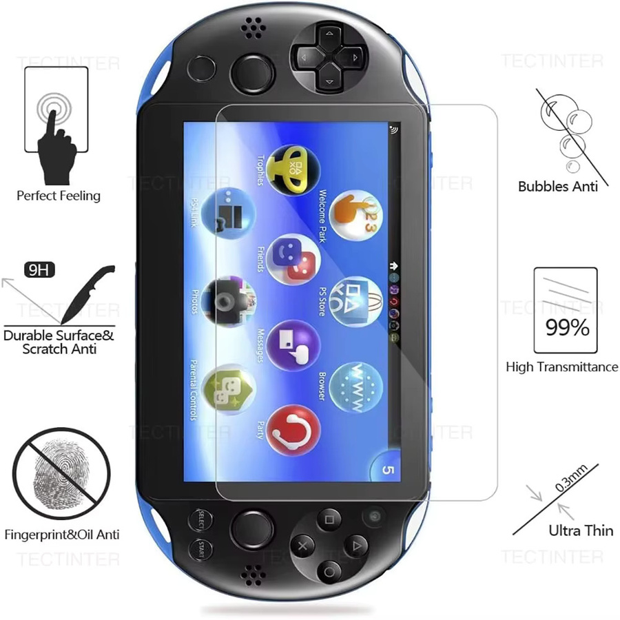 2 Stück Premium Displayschutzfolie aus gehärtetem Glas für Sony PlayStation PS Vita 1000 und PS Vita 2000, transparent - Bild 2