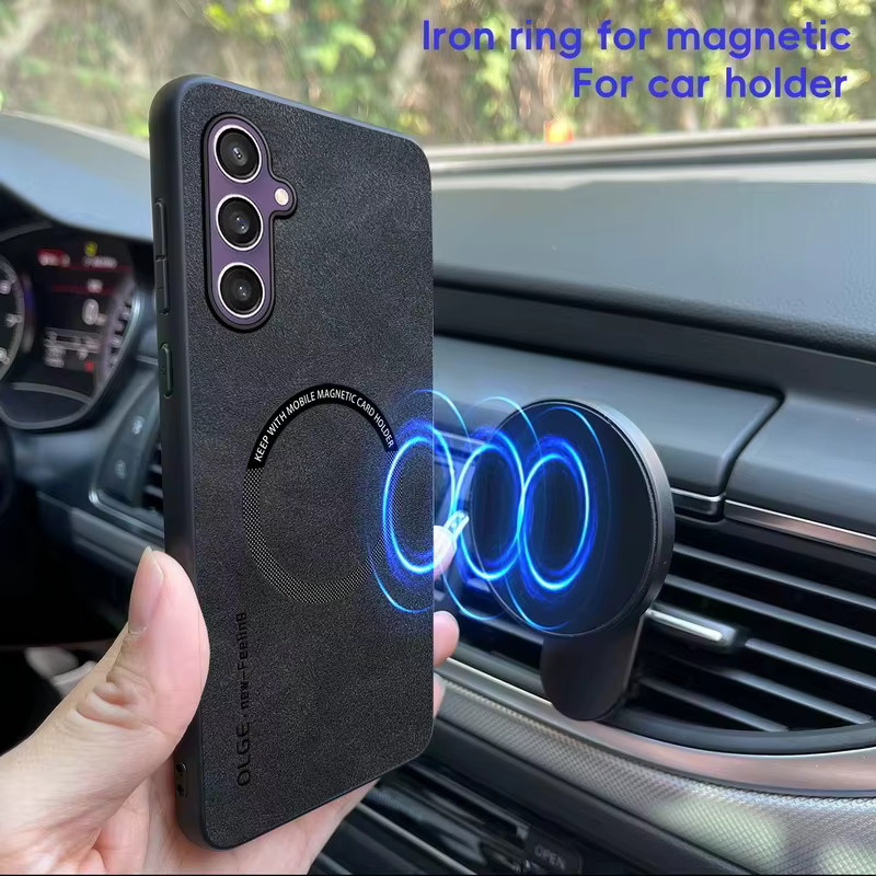 Luxus Leder Handyhülle mit magnetischer Halterung für Samsung Galaxy A56 A36 A26 A16 A55 A35 A25 A15 A54 A34 in Schwarz - Bild 2
