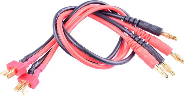 Hengfuntong-Elec 2er-Set Deans oder T-Stecker auf 4mm Bananenstecker Kabel in Rot, 14AWG, Länge: 30 cm - Bild 1
