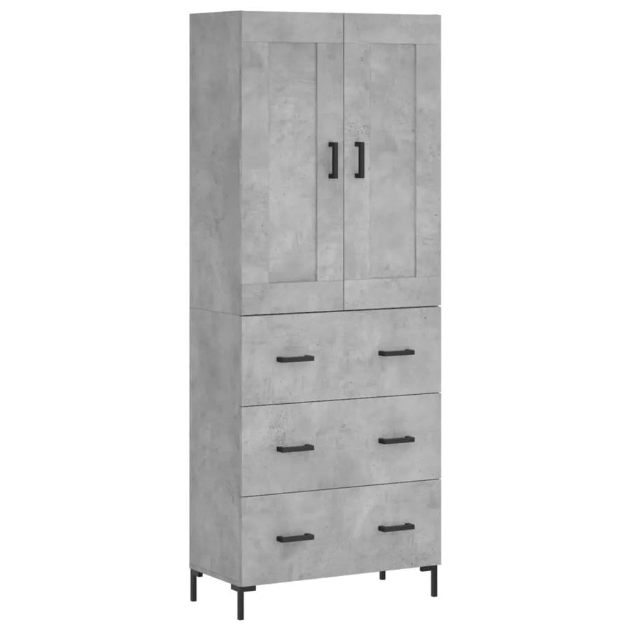 vidaXL Highboard Betongrau aus Holzwerkstoff und Metall B/T/H: 69,5 x 34 x 180 cm - Bild 2