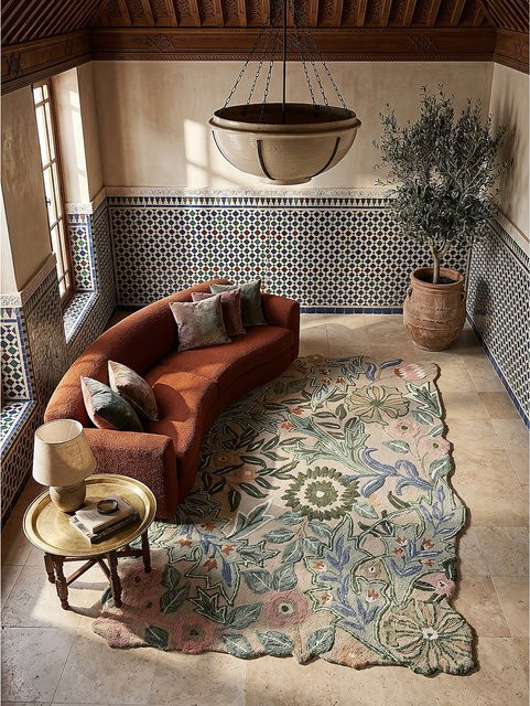 Wollteppich Kadima Design floral in Grün und Multicolour, B/T: 120 x 170 cm - Bild 1