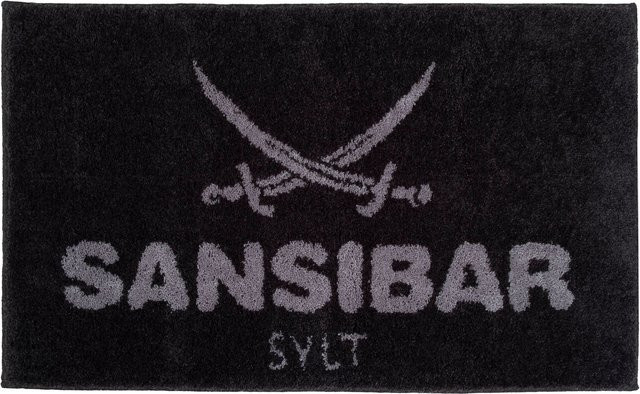 Badematte SANSIBAR in Grau und Schwarz mit grafischem Design aus Polyacryl, B/T: 100 x 60 cm - Bild 1