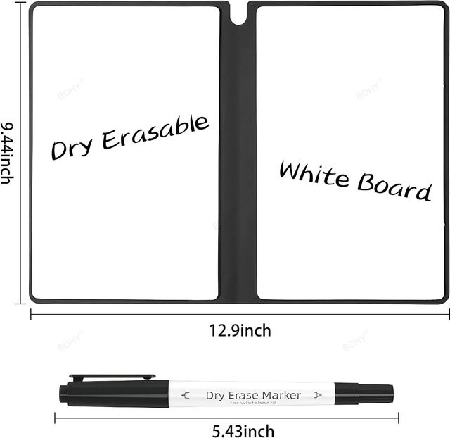 BOHY Whiteboard-Notizbuch A5 Wochenplaner in Schwarz inklusive Stift zum Wiederverwenden - Bild 1