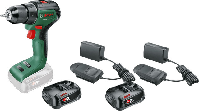 Bosch UniversalDrill 18V-60 Starterset mit 2x 2,5 Ah Akkus in Grün - Bild 1