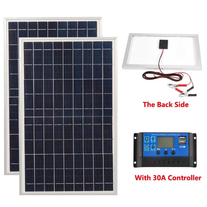 OLOEY Tragbares Solarpanel-Set 300 W 12 V mit USB-A und USB-C, Polykristallines Solargenerator-Set in Blau für den Außenbereich und zu Hause - Bild 2