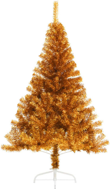 Vidaxl Künstlicher Halb-Weihnachtsbaum in Gold mit Metallständer, Höhe: 120 cm - Bild 1