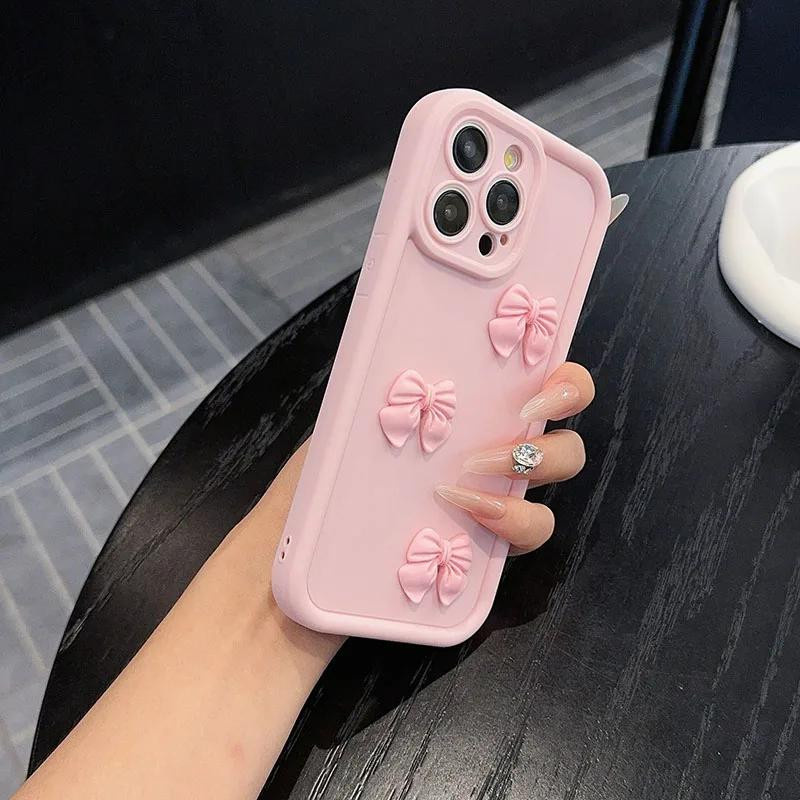 Tuiying002 Handyhülle aus weichem Silikon mit 3D Schleifen-Design in Rosa für iPhone Modelle - Bild 2