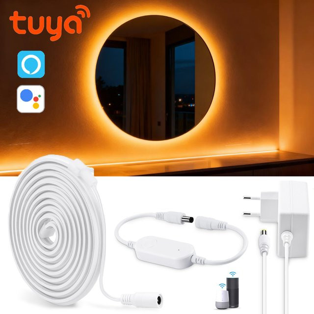 Lcamaw Silikon Neon-Flex LED-Schminktisch-Hintergrundbeleuchtung mit Smart-Control und Sprachsteuerung für Spiegel und Wanddekoration, 24 V - Bild 1