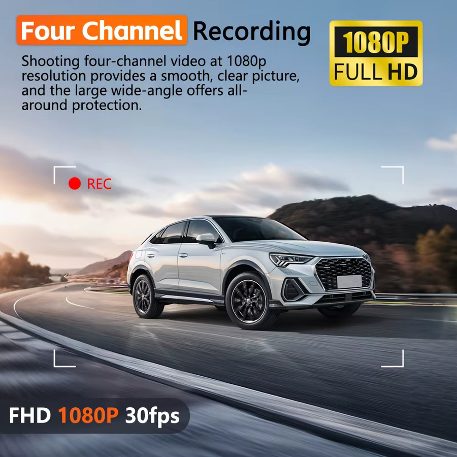 GMAIPOP 4-Kanal Dashcam mit 4K und 1080P Full HD, inklusive Nachtsicht, Schleifenaufnahme und 24H Parküberwachung, Schwarz - Bild 3