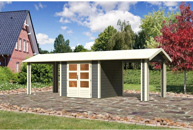 Karibu Holz-Gartenhaus Timra mit Satteldach in Terragrau, B: 244 cm, T: 240 cm, H: 240 cm - Bild 1