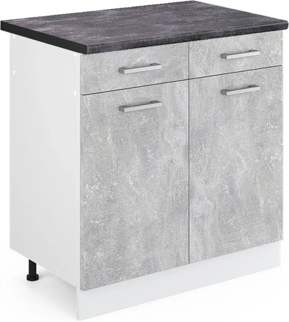 Vicco R-Line Küchenunterschrank mit Schubladen in Beton-Optik und Anthrazit, B/T/H: 80 x 60 x 81,6 cm - Bild 1