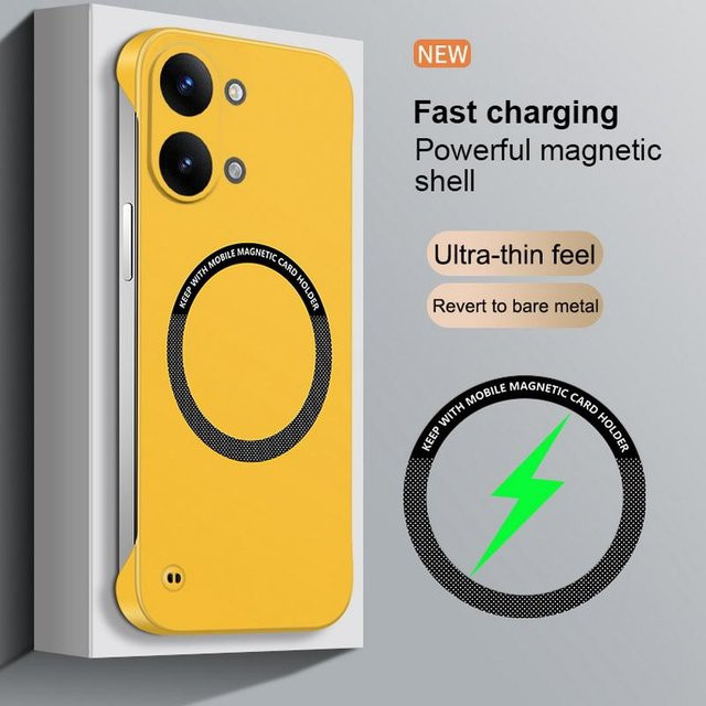 POCO X8 Pro Max Hülle, Magnetische Rahmenlose Handyhülle aus hartem PC, Stoßfest und Matt, Gelb - Bild 1