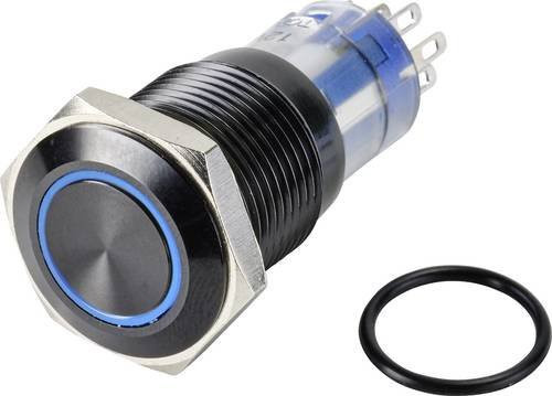 TRU COMPONENTS Drucktaster LAS2GQH-22ZE/B/12V/A/P Blau IP65 250V 3A 2 x Aus/(Ein) rastend - Bild 1