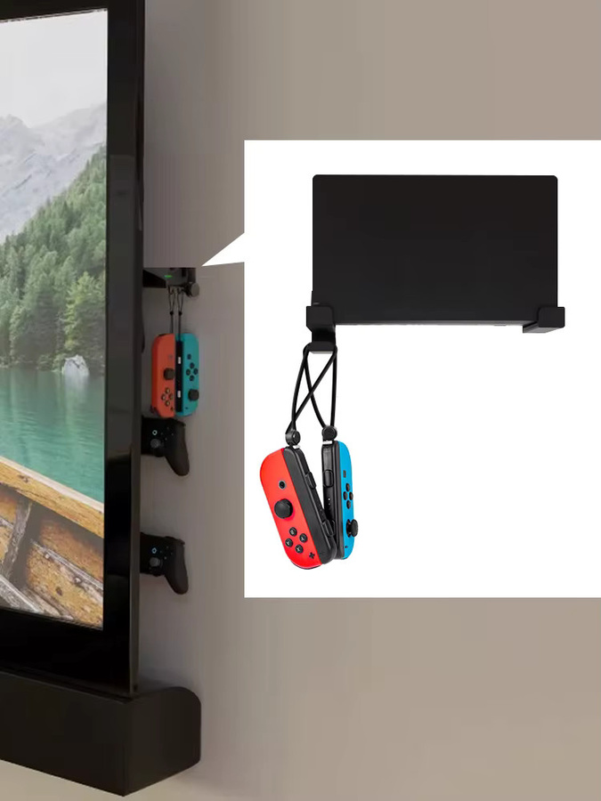 DATA FROG Wandhalterung für Nintendo Switch, Switch OLED und Joycon in Schwarz – Universeller Ständer für das Switch TV Dock - Bild 2
