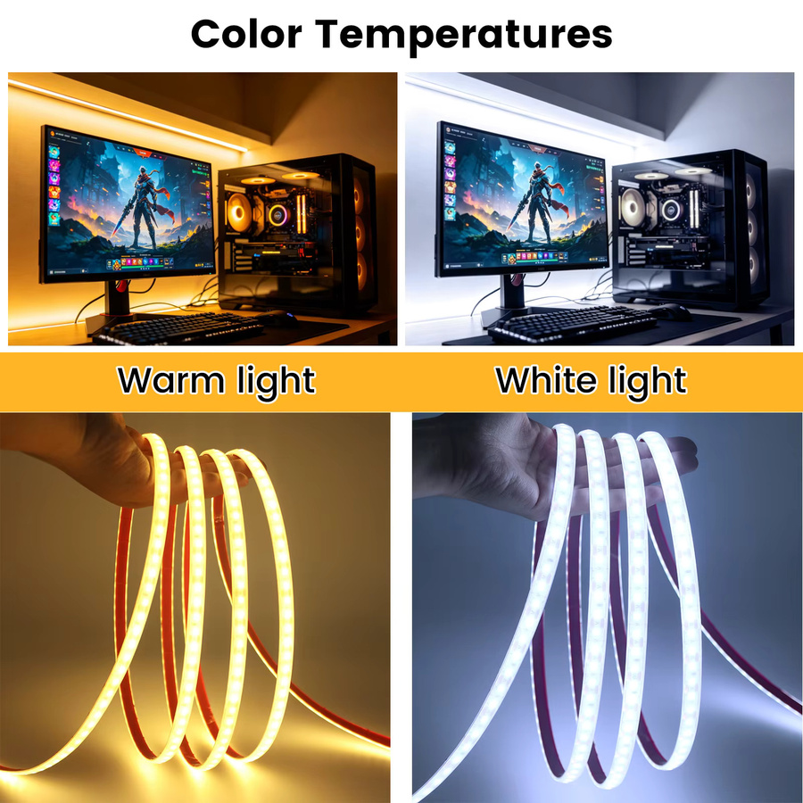 HEGEHE USB-LED-Lichtband in Weiß/Warmweiß, wasserdicht IP68, flexibles 5 V Diodenband mit 120 LEDs für Heim- und Gartendekoration - Bild 3